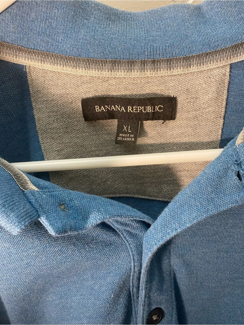 Banana Republic Men's Sky Blue Polo with Embroidered Elephant